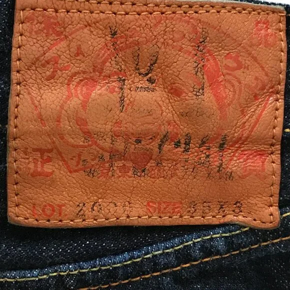 EVISU Lot.2000 No.2 Loose Fit Jeans Men 35x35 Blue Seagull Selvedge Mid Rise